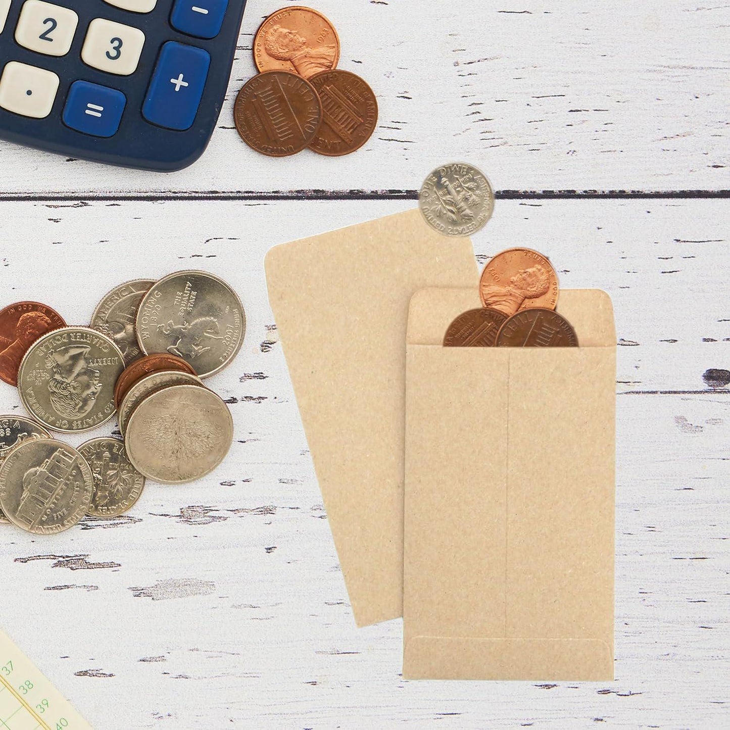 #1 1000 Pcs Small Coin Envelopes 2.25 X 3.5 With Gummed Flap, Brown Kraft Mini Envelopes For Storing Seeds, Keys, Stamps, Tips And Small Items