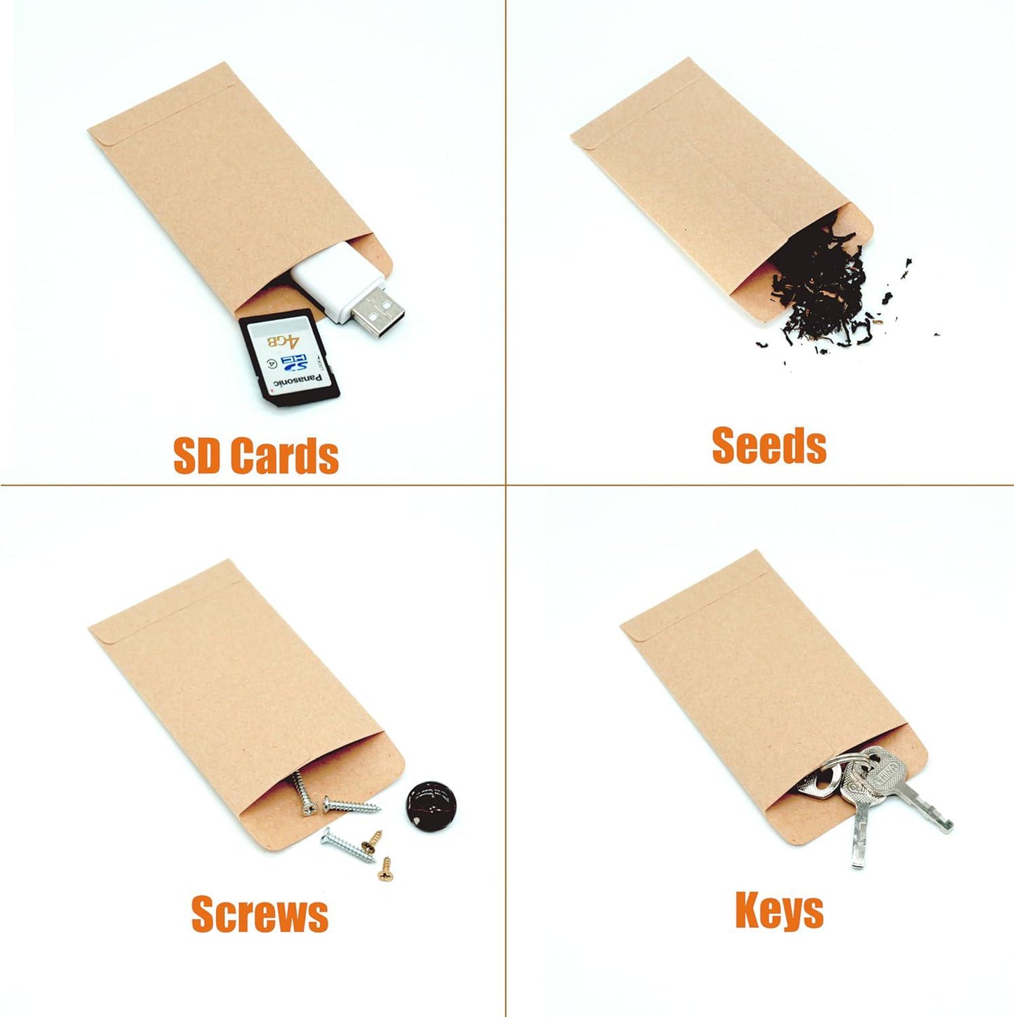 #1 1000 Pcs Small Coin Envelopes 2.25 X 3.5 With Gummed Flap, Brown Kraft Mini Envelopes For Storing Seeds, Keys, Stamps, Tips And Small Items