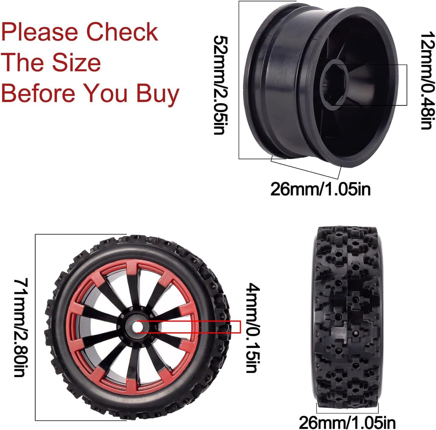 1/10 RC Car Tires 12mm Hex Wheels And Tires For 1/18 Truck 1/12 To 1/16 Buggy Slash WLtoys 144001 A959 124018 124019 Mini T 2.0 Latrax Teton HBX 18859