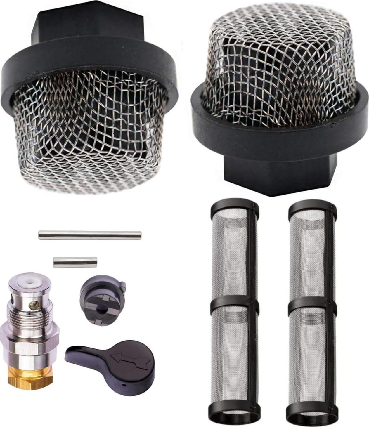 (1+2+2pk) 235014 Prime Spray Valve And 246385 7/8-Inch UNF Inlet Strainer Screen And 246384 Pump Manifold Strainer Replacement Kit For Graco 390 395 490 495 595 Airless Paint Sprayer