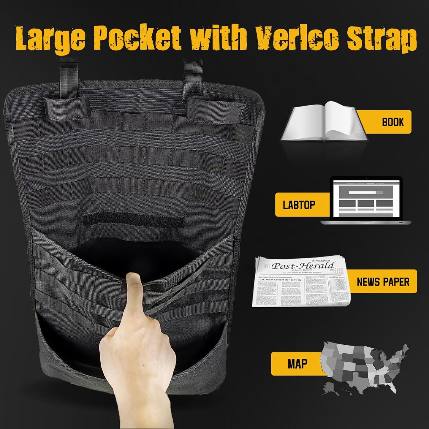 1 Pack Tactical Car Seat Back Organizer | Truck Gun Rack | Molle Panel For Vehicle Hunting Accessories, Tools, Gears Storage Universal Fits Truck SUV Pickup