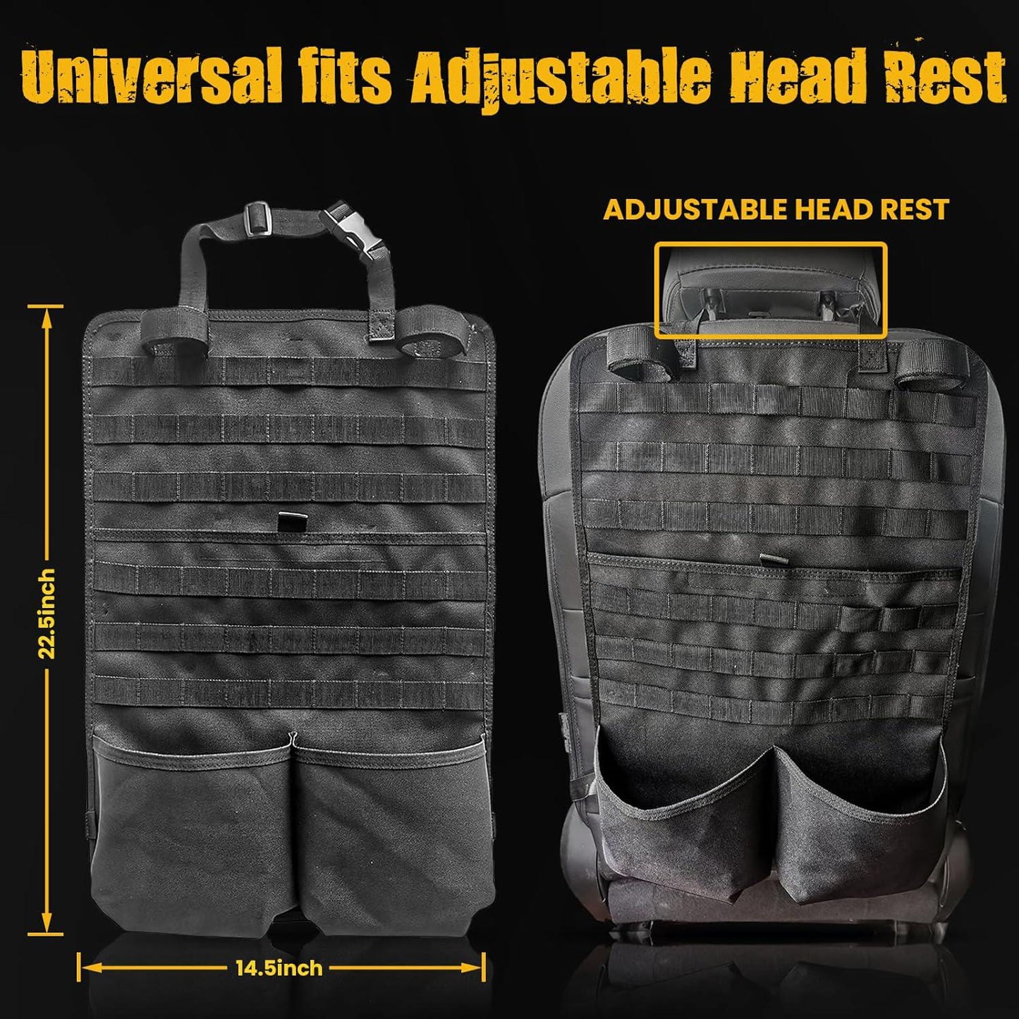 1 Pack Tactical Car Seat Back Organizer | Truck Gun Rack | Molle Panel For Vehicle Hunting Accessories, Tools, Gears Storage Universal Fits Truck SUV Pickup