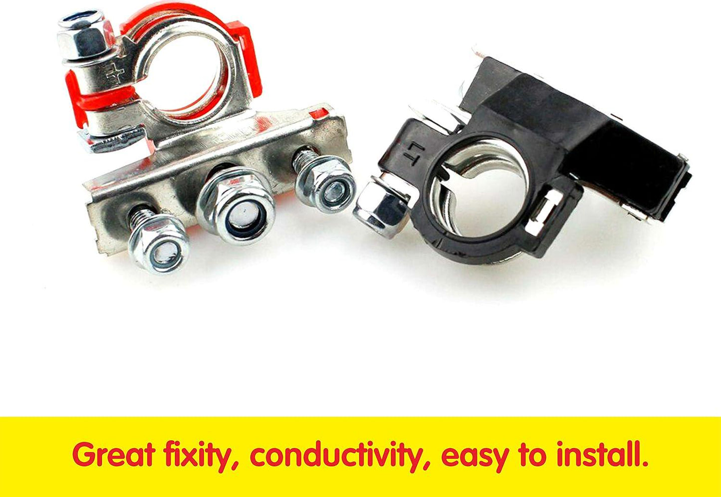 1 Set Heavy Duty Top Post 3 Way Battery Terminal Connector Universal Auto Car Van Boat Positive+Negative (Red+Black)