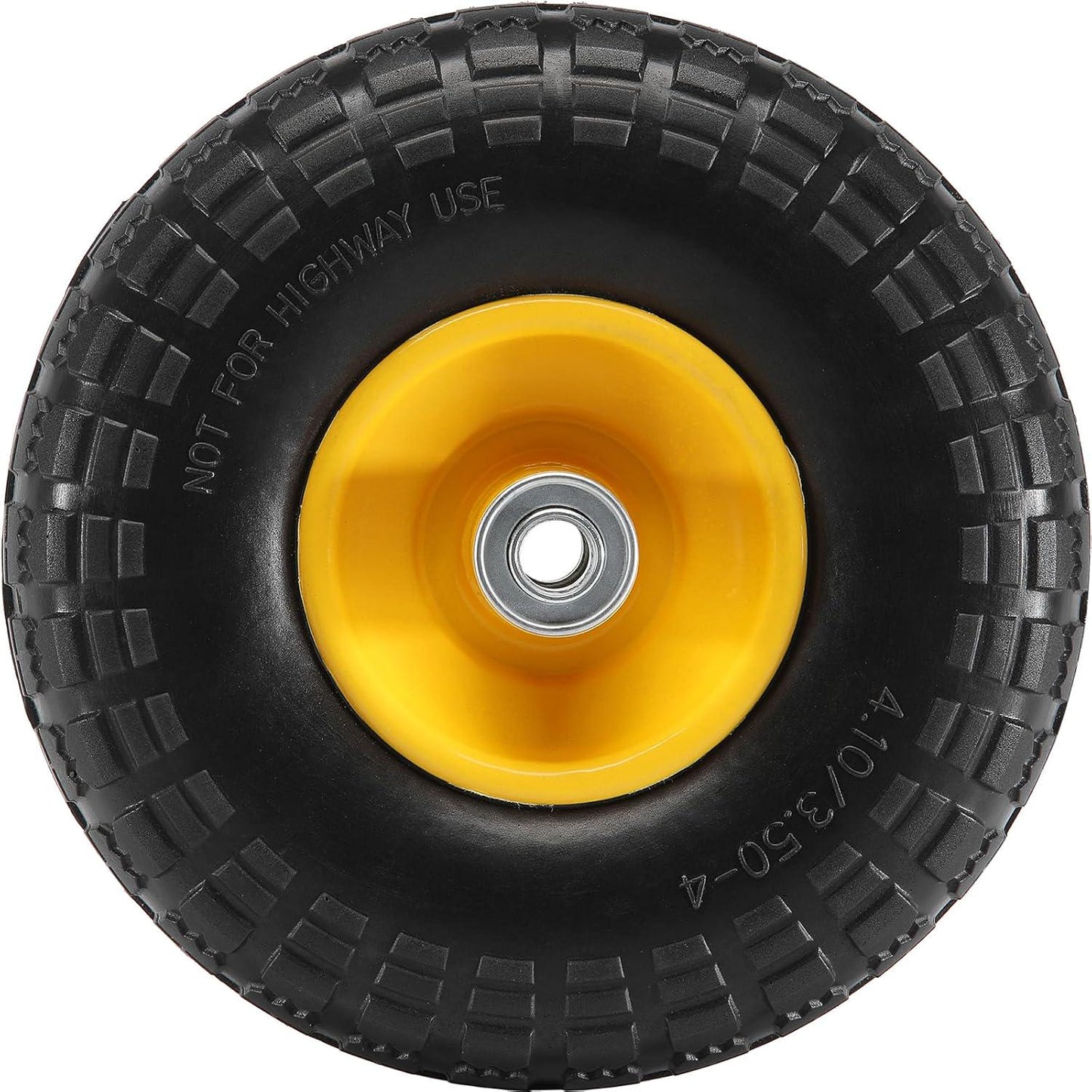 (2-Pack) VEVOR 10-Inch Solid Rubber Tires And Wheels, 4.10/3.50-4 Flat Free Tubeless Tires And Wheels With 5/8 Axle Bore Hole, Offset Hub, Perfect For Hand Truck, Utility Cart, Dolly, Garden Trailer