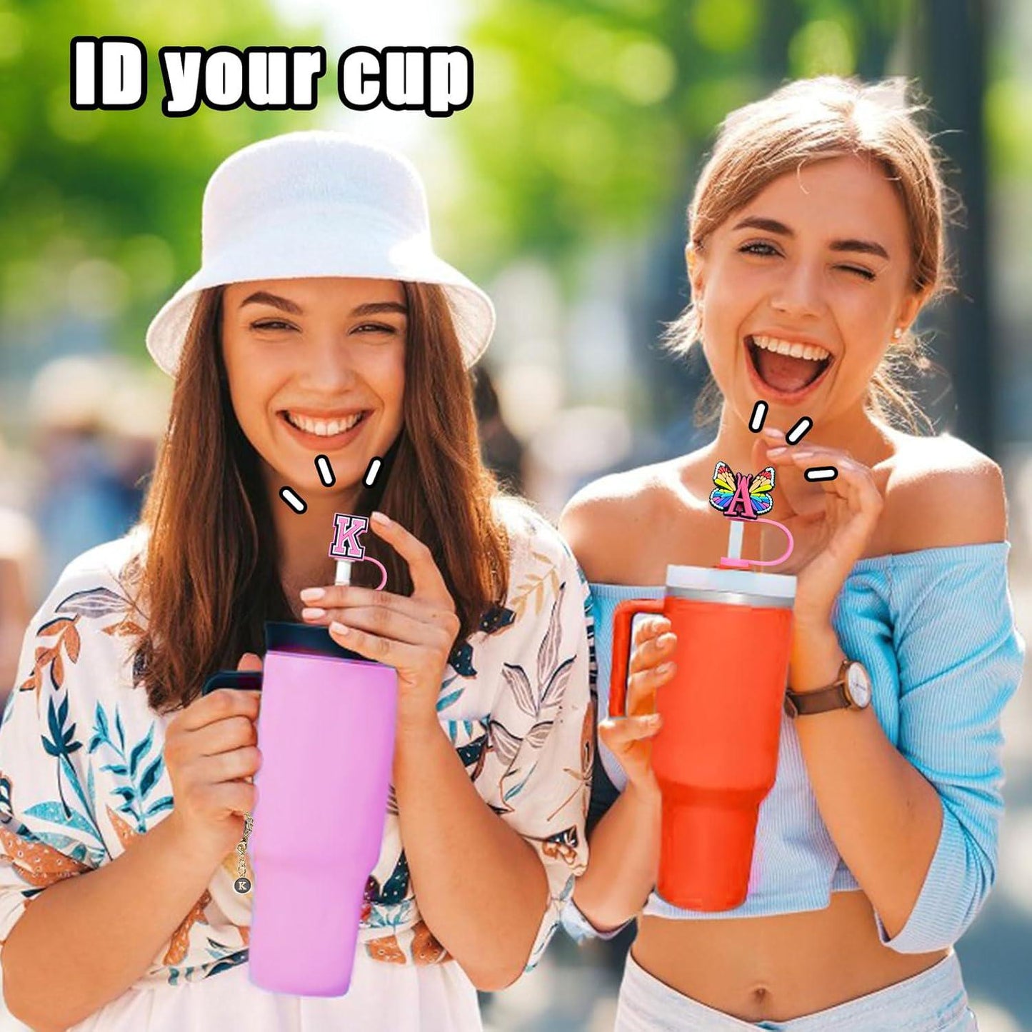 (3+3) 3PCS Straw Cover Cap For Stanley Cup 30&40 Oz Tumbler, Stanley Straw Topper Letter Straw Cover With 3PCS Letter Charm Chains Stanley Cup Accessories (Letter A)