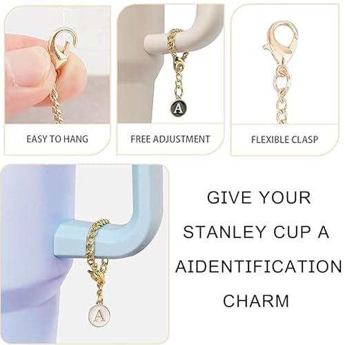 (3+3)3PCS Straw Cover Cap For Stanley Cup 30&40 Oz 10mm Straw Topper With 3PCS Initial Letter Charms Stanley Cup Accessories Personalized Name ID Handle Charm For Stanley Tumbler Simple Modern (J)