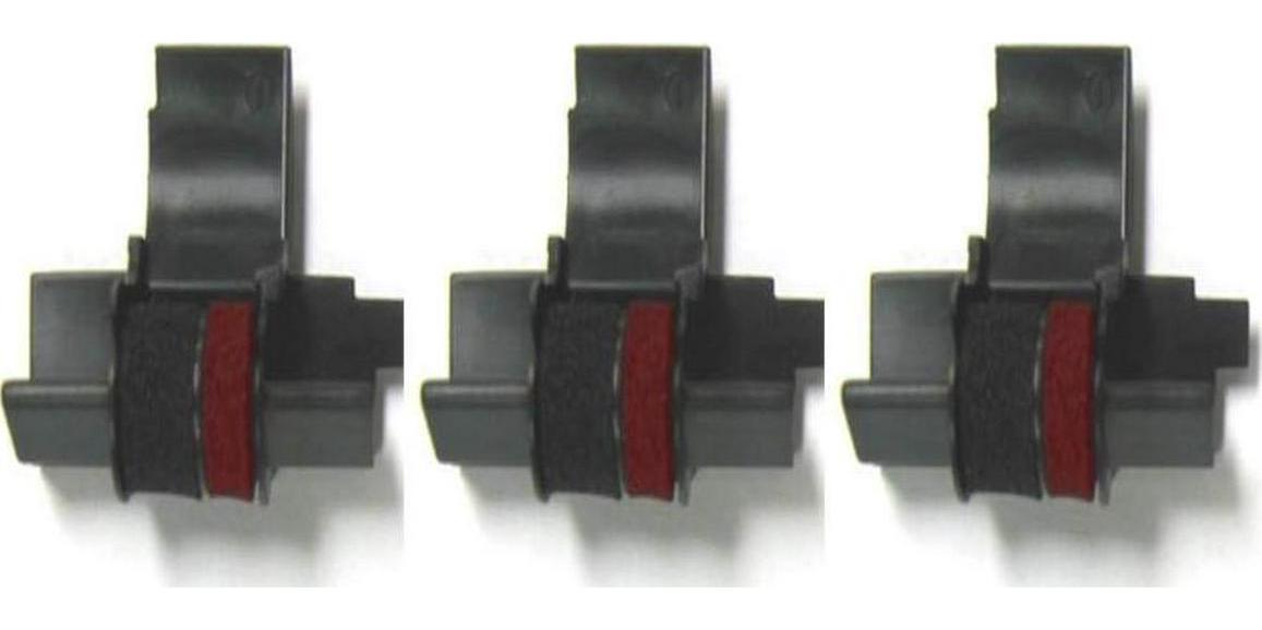 (3 Pack) Calculator Ink Roller Fits Sharp EL-1801V EL-1750V EL-1611V Casio HR-170RC HR-200RC HR-300RC Canon P23-DHV-3 And More Black/Red IR-40T CP-13 EA-772R Compatible/Replacement By COMPUMATIC