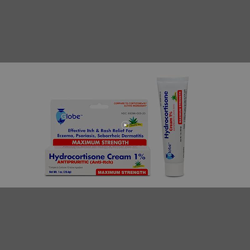 (3 Pack) Globe Hydrocortisone Maximum Strength Cream 1% W/Aloe, Anti-Itch Cream For Redness, Swelling, Itching, Rash, Bug/Mosquito Bites, Eczema, Hemorrhoids And More