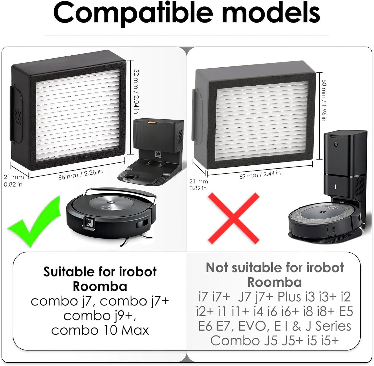 (6 Pack) Combo 10 Max Replacement HEPA Filter Compatible With IRobot Roomba Combo J7+ Plus/Combo J9+/ Combo 10 Max Robotic Vacuum Cleaner HEPA Filters Accessories(NOT FOR Roomba Combo J5 Combo J5+)