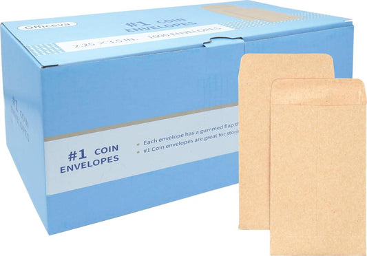 #1 1000 Pcs Small Coin Envelopes 2.25 X 3.5 With Gummed Flap, Brown Kraft Mini Envelopes For Storing Seeds, Keys, Stamps, Tips And Small Items