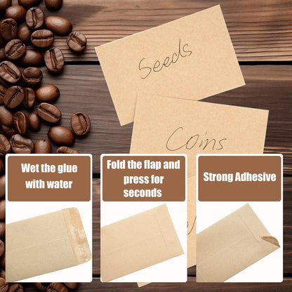 #1 1000 Pcs Small Coin Envelopes 2.25 X 3.5 With Gummed Flap, Brown Kraft Mini Envelopes For Storing Seeds, Keys, Stamps, Tips And Small Items