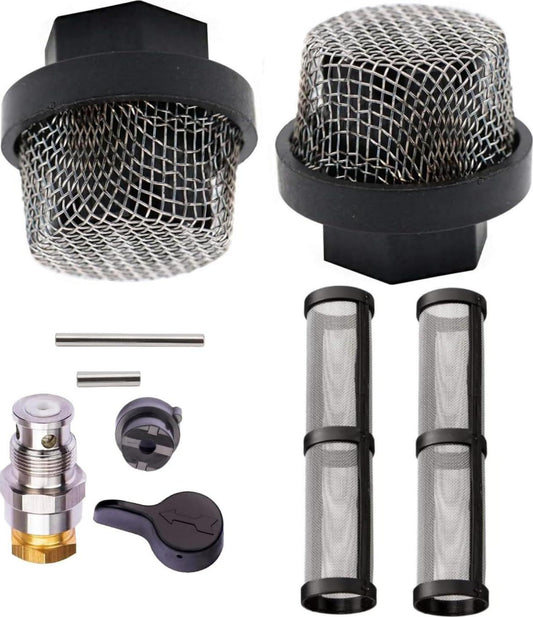 (1+2+2pk) 235014 Prime Spray Valve And 246385 7/8-Inch UNF Inlet Strainer Screen And 246384 Pump Manifold Strainer Replacement Kit For Graco 390 395 490 495 595 Airless Paint Sprayer