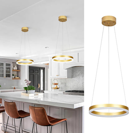 1 Ring Gold Led Chandelier - Adjustable Ring Light Modern Pendant Light For Kitchen Island, Living Room, Entryway