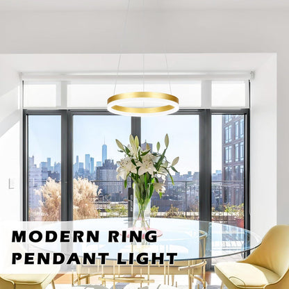 1 Ring Gold Led Chandelier - Adjustable Ring Light Modern Pendant Light For Kitchen Island, Living Room, Entryway