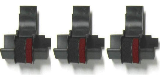 (3 Pack) Calculator Ink Roller Fits Sharp EL-1801V EL-1750V EL-1611V Casio HR-170RC HR-200RC HR-300RC Canon P23-DHV-3 And More Black/Red IR-40T CP-13 EA-772R Compatible/Replacement By COMPUMATIC
