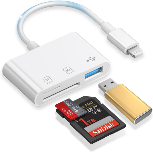 [Apple MFi Certified] SD Card Reader For IPhone, 3-in-1 Lightning To SD Card Reader Micro SD Digital Camera Adapter Compatible With IPhone, Plug And Play