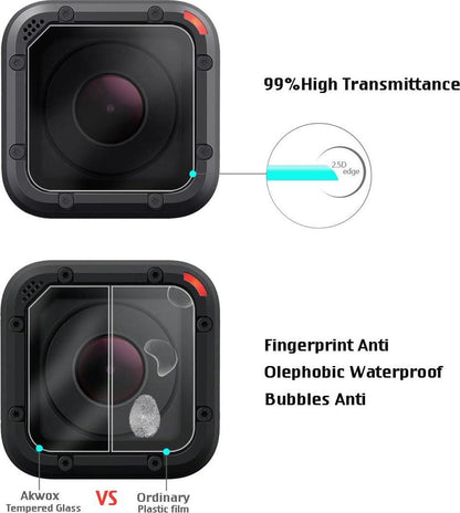 (Pack Of 3) Tempered Glass Screen Protector For Gopro Hero 4 Session Hero 5 Session, Akwox 0.3mm 9H Hard Scratch-Resistant Camera Lens Film For GoPro Hero4 Session/Hero5 Session Camera Accessories